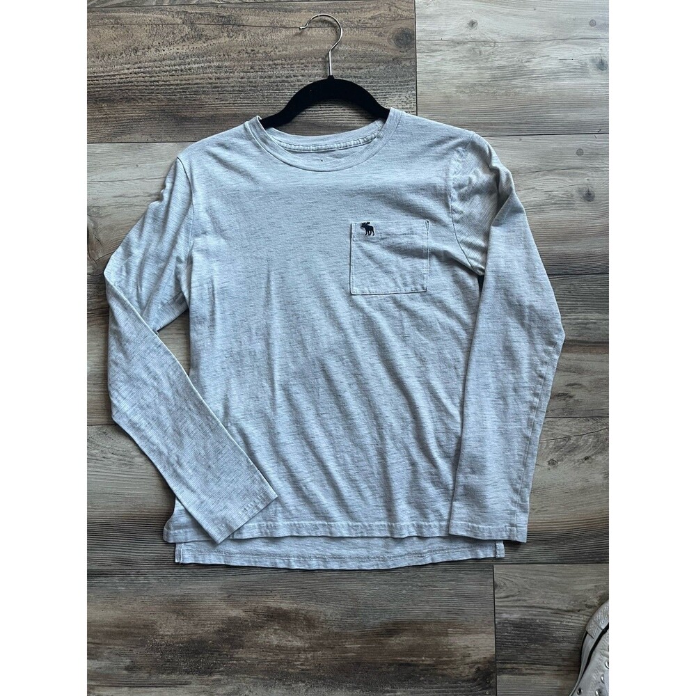 Abercrombie Kids Long Sleeve With Pocket Size 13/14 Gray T-Shirt Unisex Kids